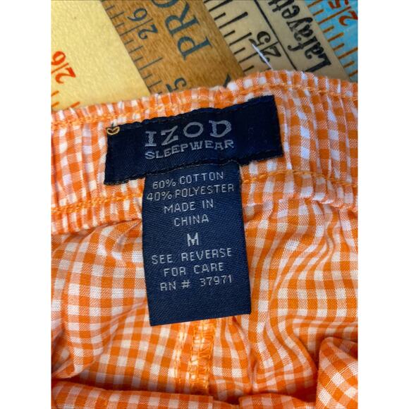 IZOD M Sleepwear Lounge Pajama Pants Gingham Orange Plaid Drawstring Pockets NWT - Picture 5 of 12